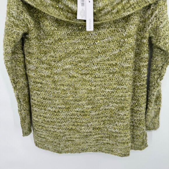 Chicos 2 womens  Sequin Shine dorothy Pullover Sweater green Size large mohair n - Picture 3 of 15